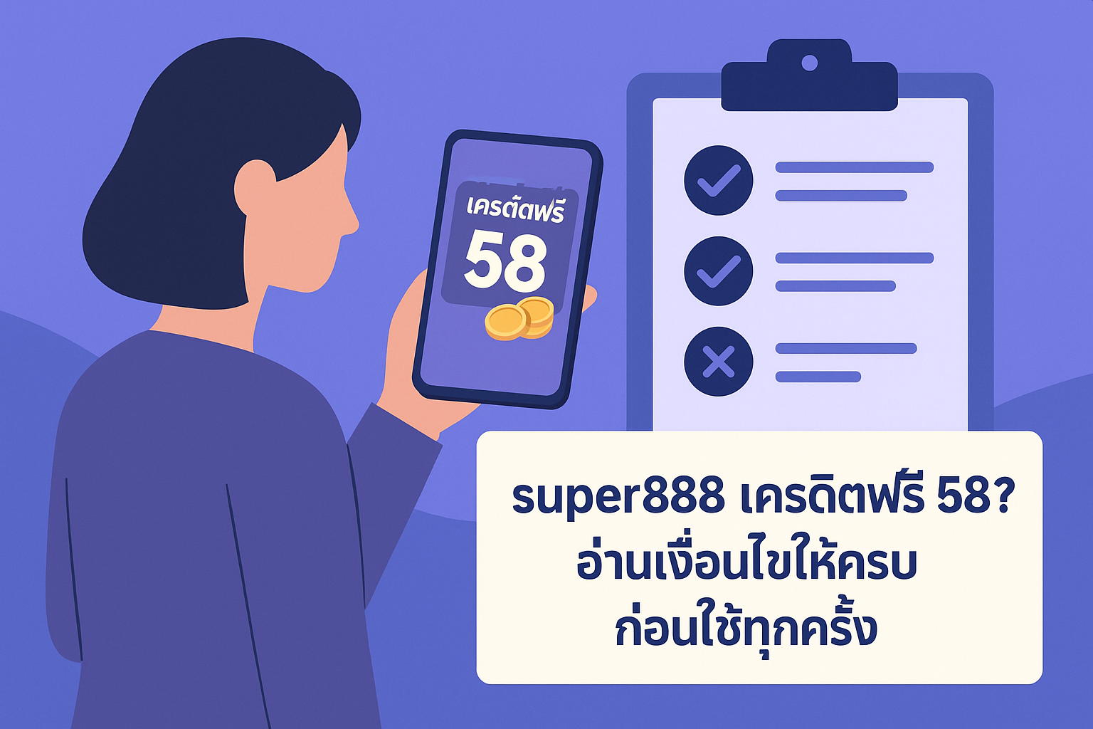super888 เครดิตฟรี 58 คืออะไร? เช็กเงื่อนไขให้ครบก่อนใช้เครดิตฟรีทุกครั้ง