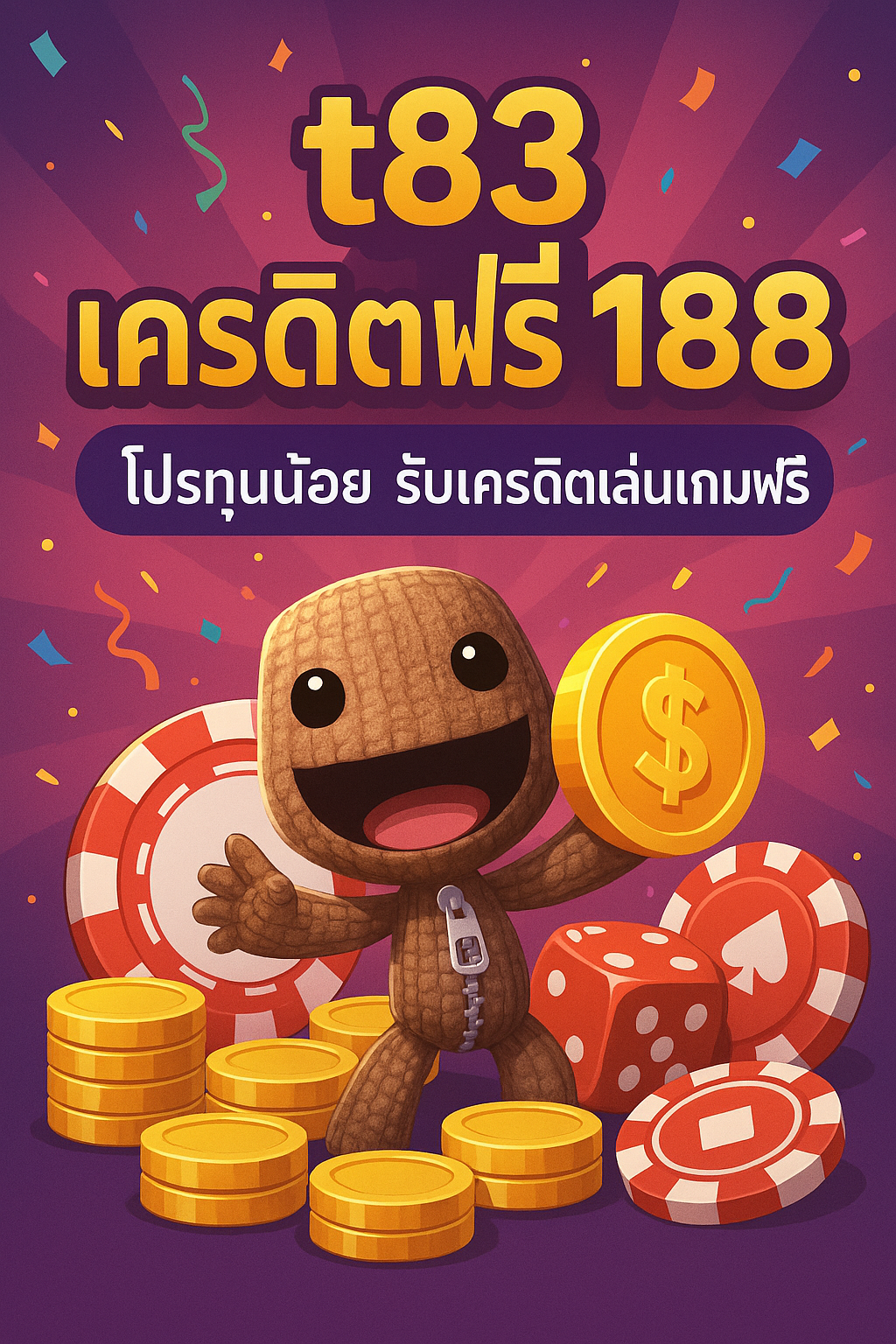 t83 เครดิตฟรี 188 โปรทุนน้อยกดรับง่าย ลองเล่นได้ก่อนเติมจริง