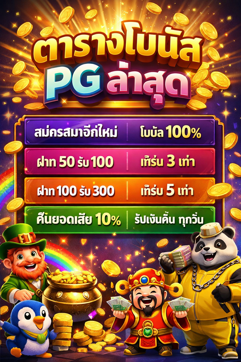 ตารางโบนัส pg ล่าสุด