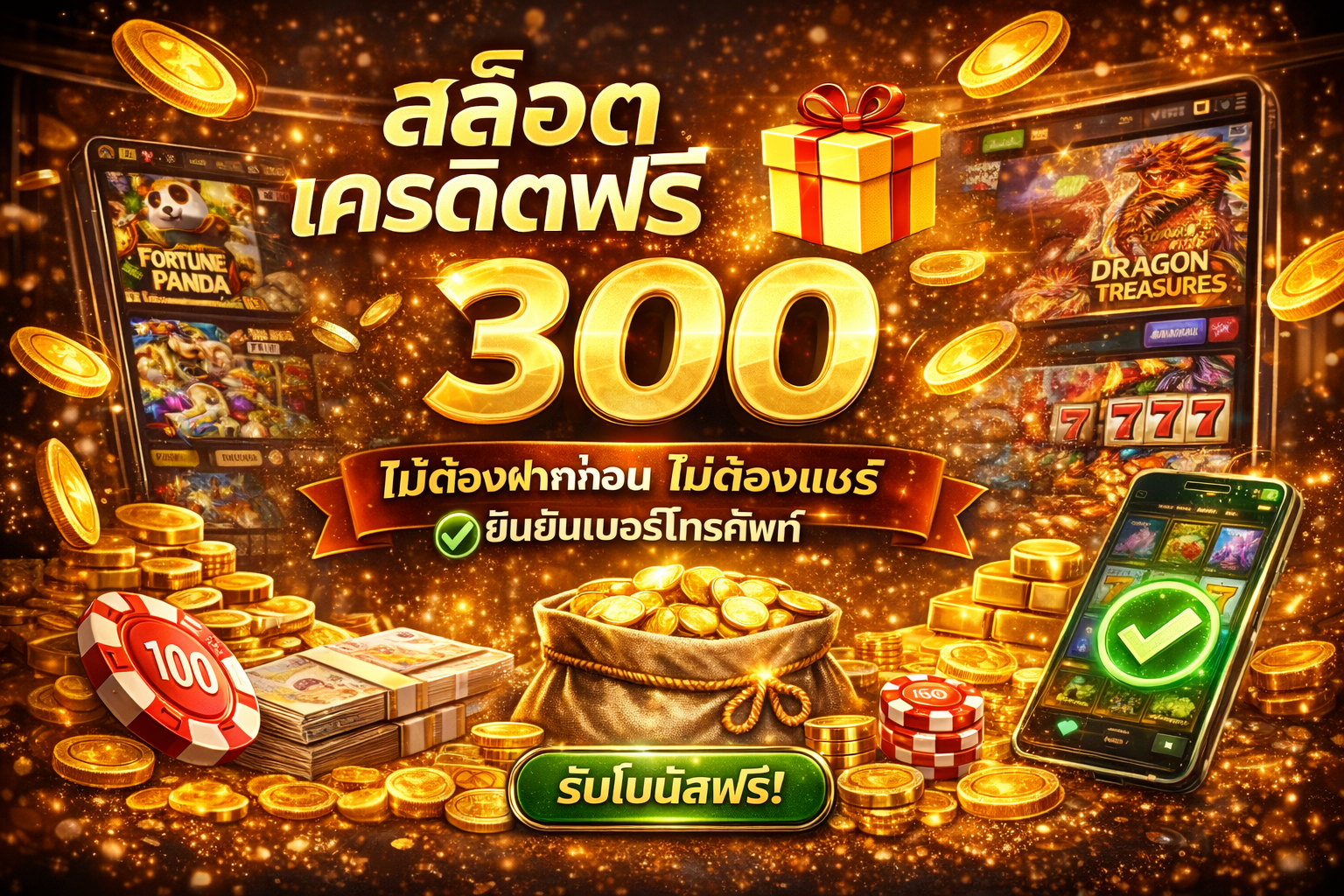 สล็อต เครดิตฟรี 300 ไม่ต้องฝากก่อน ไม่ต้องแชร์ ยืนยันเบอร์โทรศัพท์