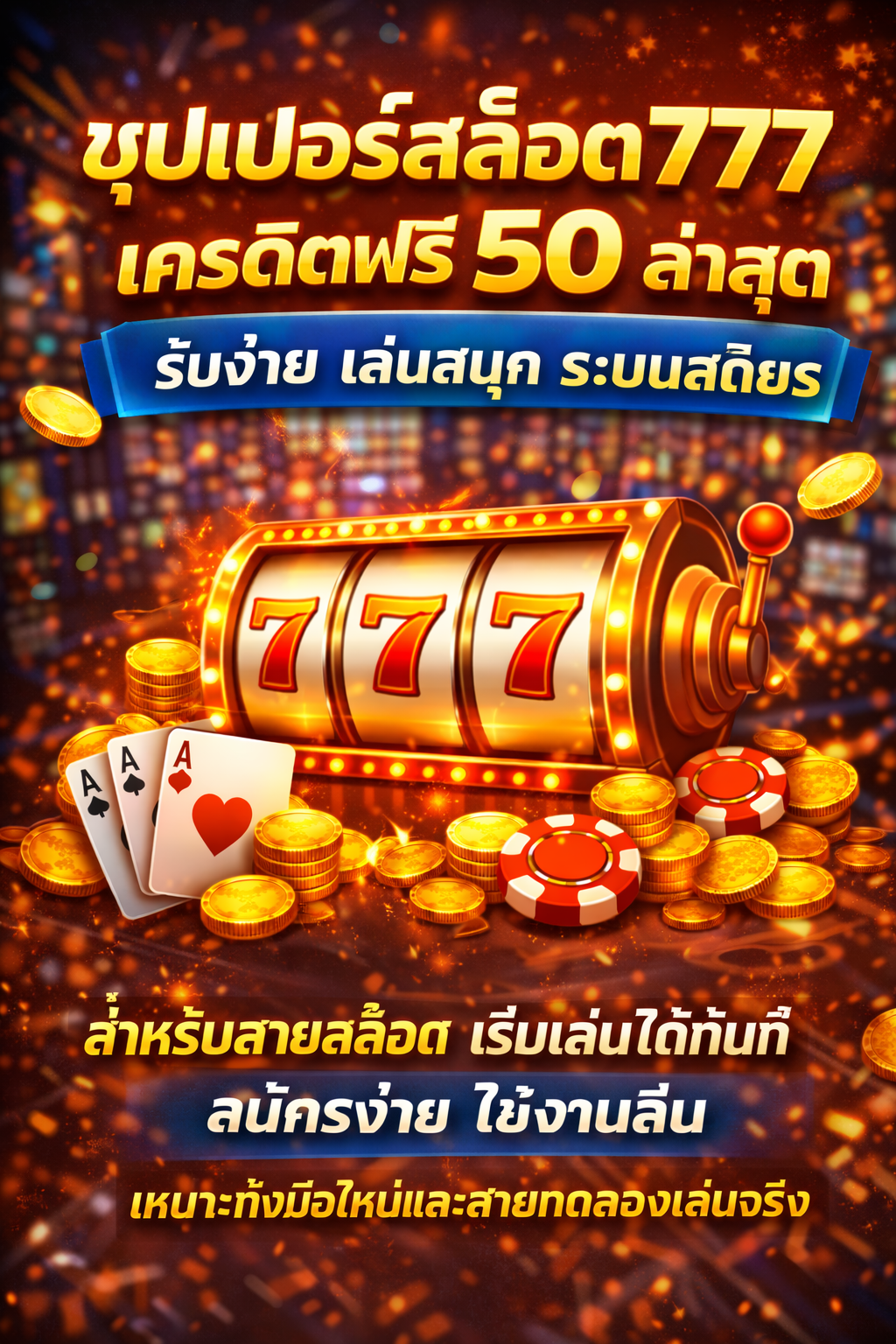 ซุปเปอร์สล็อต777เครดิตฟรี 50 ล่าสุด รับง่าย เล่นสนุก ระบบเสถียร