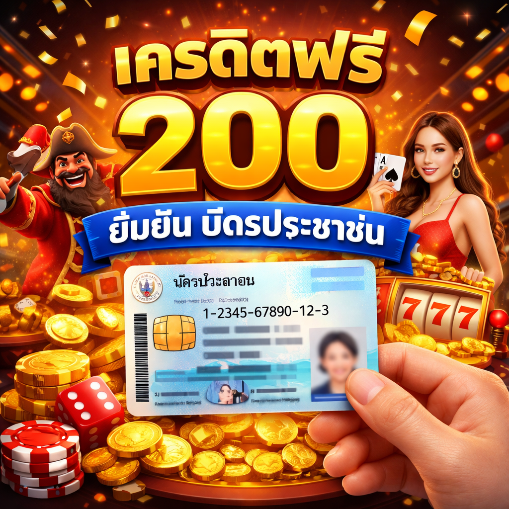เครดิตฟรี 200 ยืนยันบัตรประชาชน ทดลองเล่นมั่นใจ ปลอดภัย