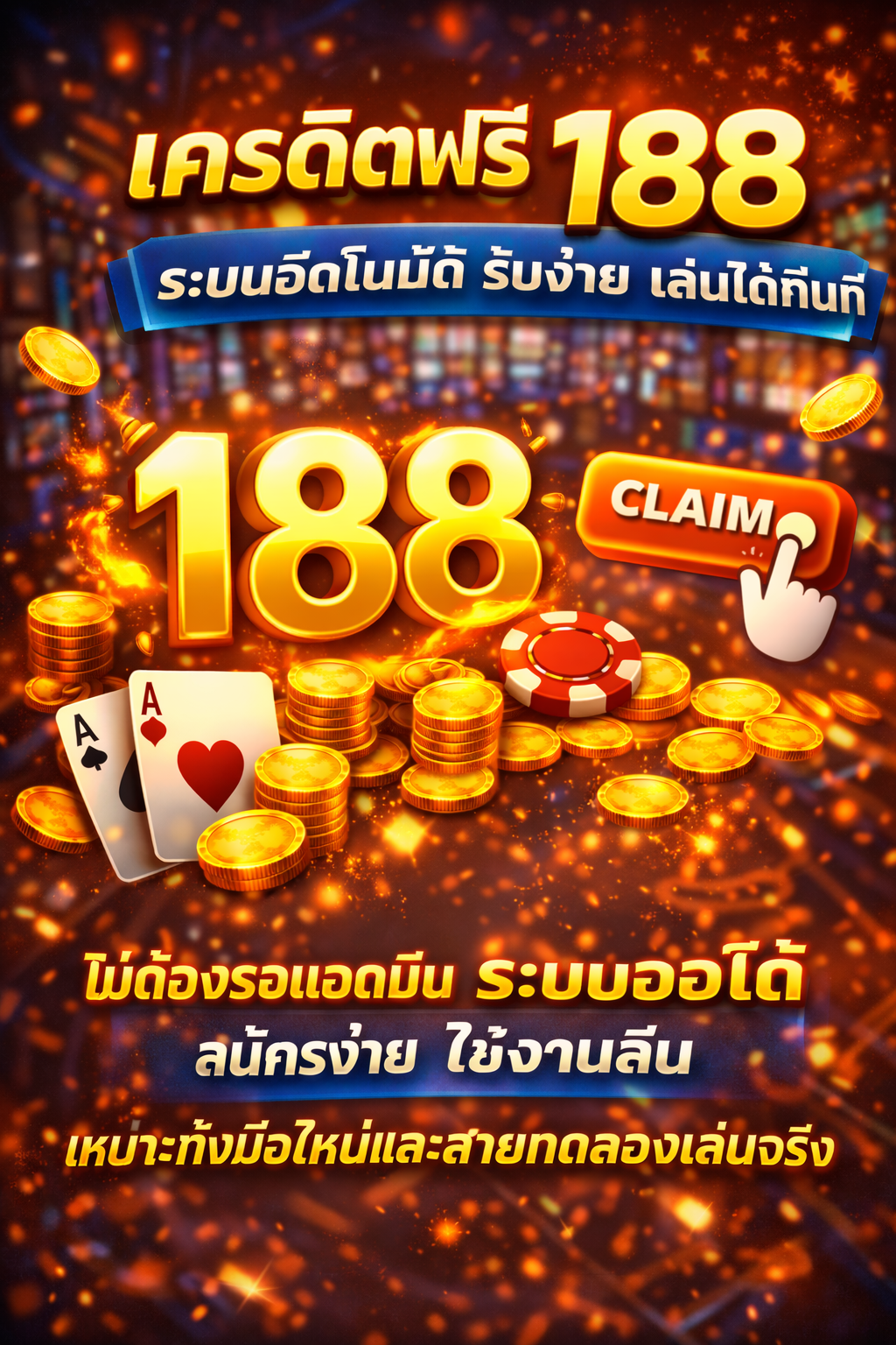 เครดิตฟรี กด รับ เอง 188 ระบบอัตโนมัติ รับง่าย เล่นได้ทันที