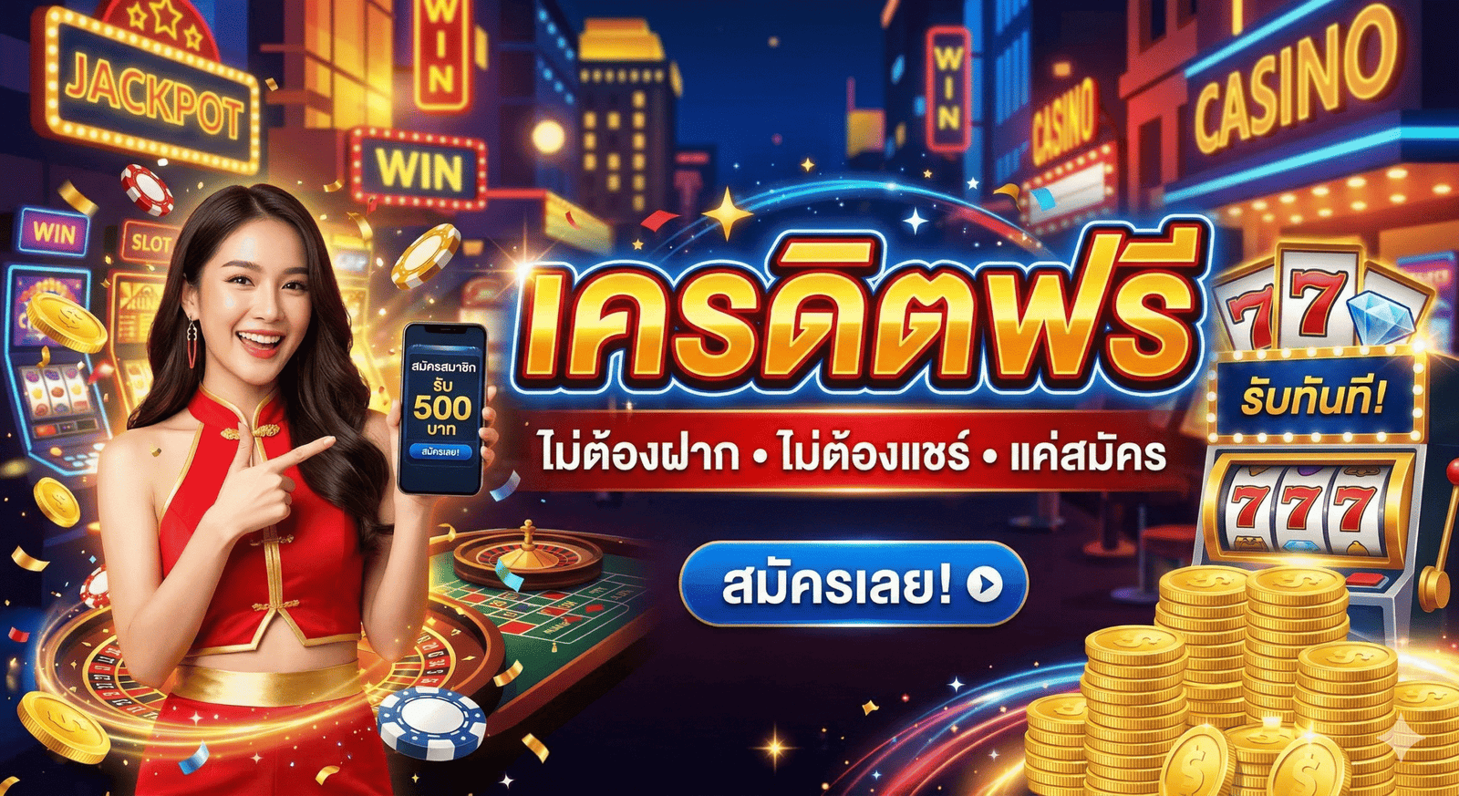 เครดิตฟรี ไม่ต้องฝาก ไม่ต้องแชร์ แค่สมัคร