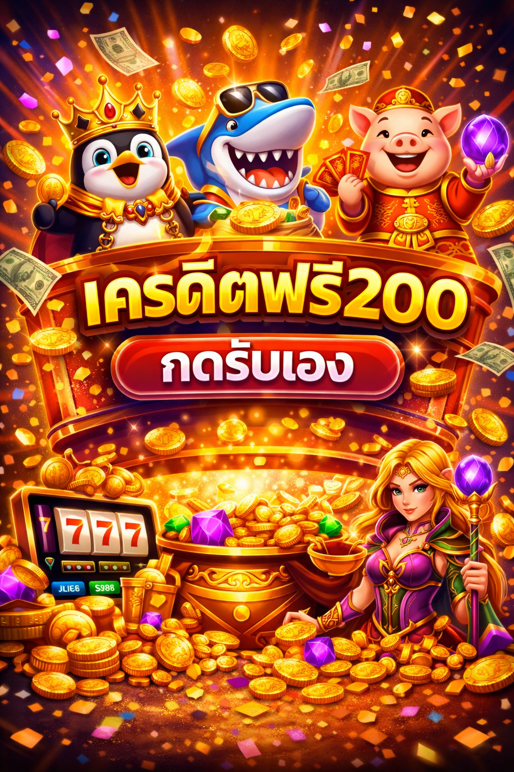 เครดิตฟรี200 กดรับเอง ล่าสุด 2026 รับจริง เล่นได้ทันที แตกง่าย ถอนเร็ว